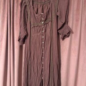 free people maxi mauve peasant dress